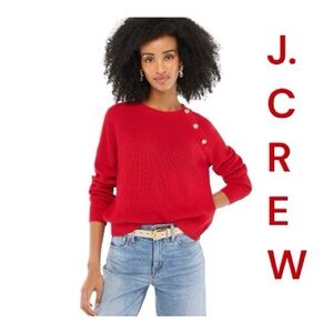 J. CREW Button Raglan Crewneck Sweater, Size M.